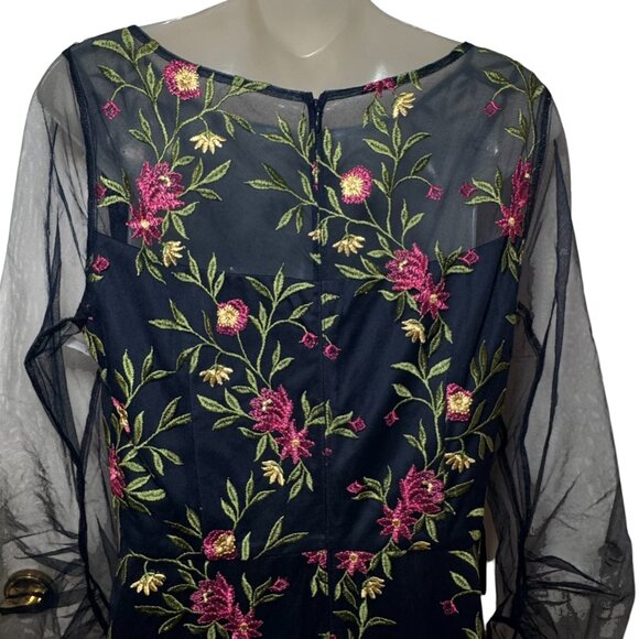 JS Collections Dress Evelyn Illusion Midi floral blue size 10 NEW - Picture 11 of 14